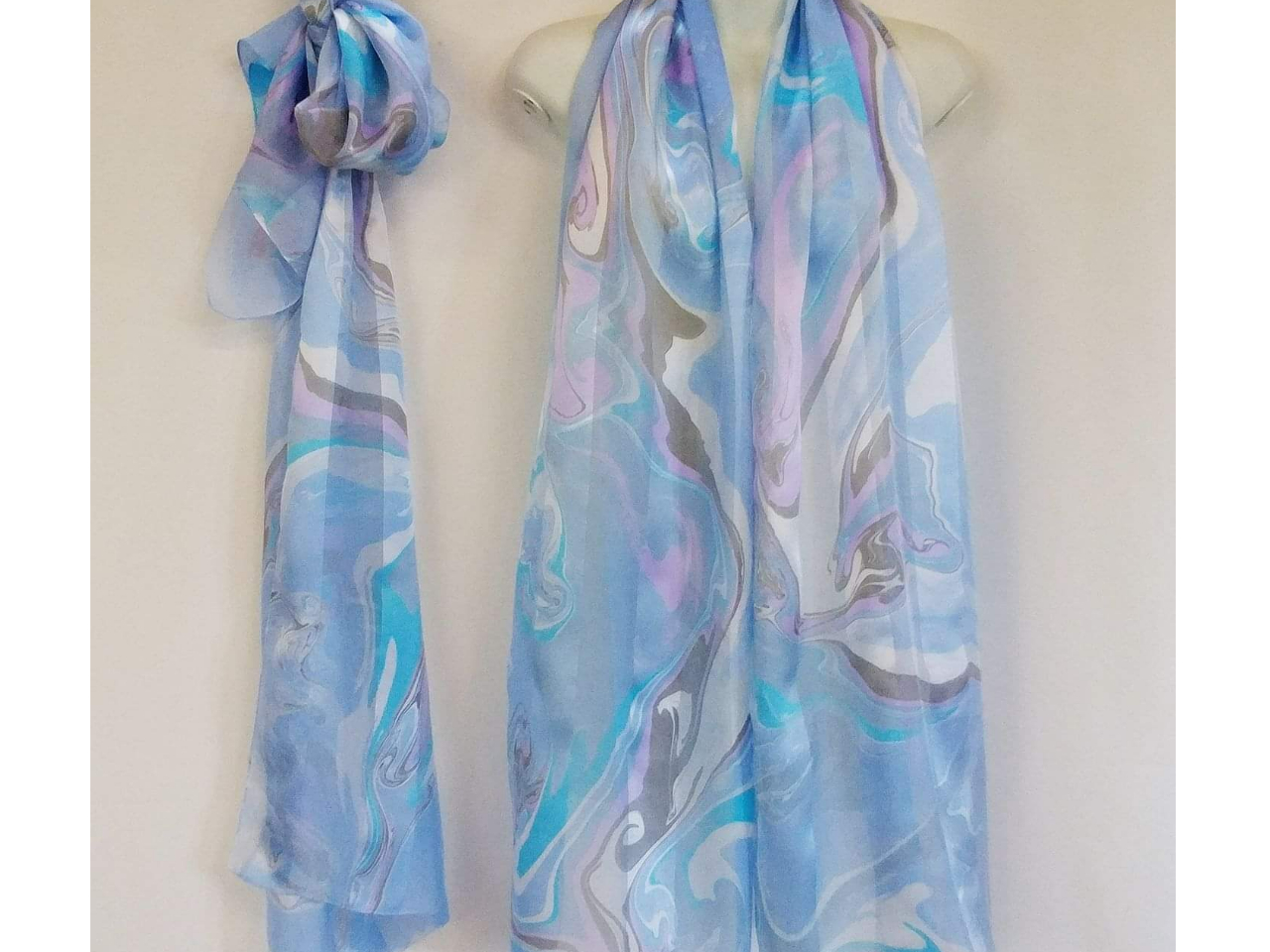 墨流し染シルクショール