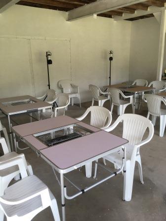 2名から最大26名までご利用できるバーベキュー会場(バーベキューセット、炭、お皿、お箸、コップ すべて取り揃えております。)