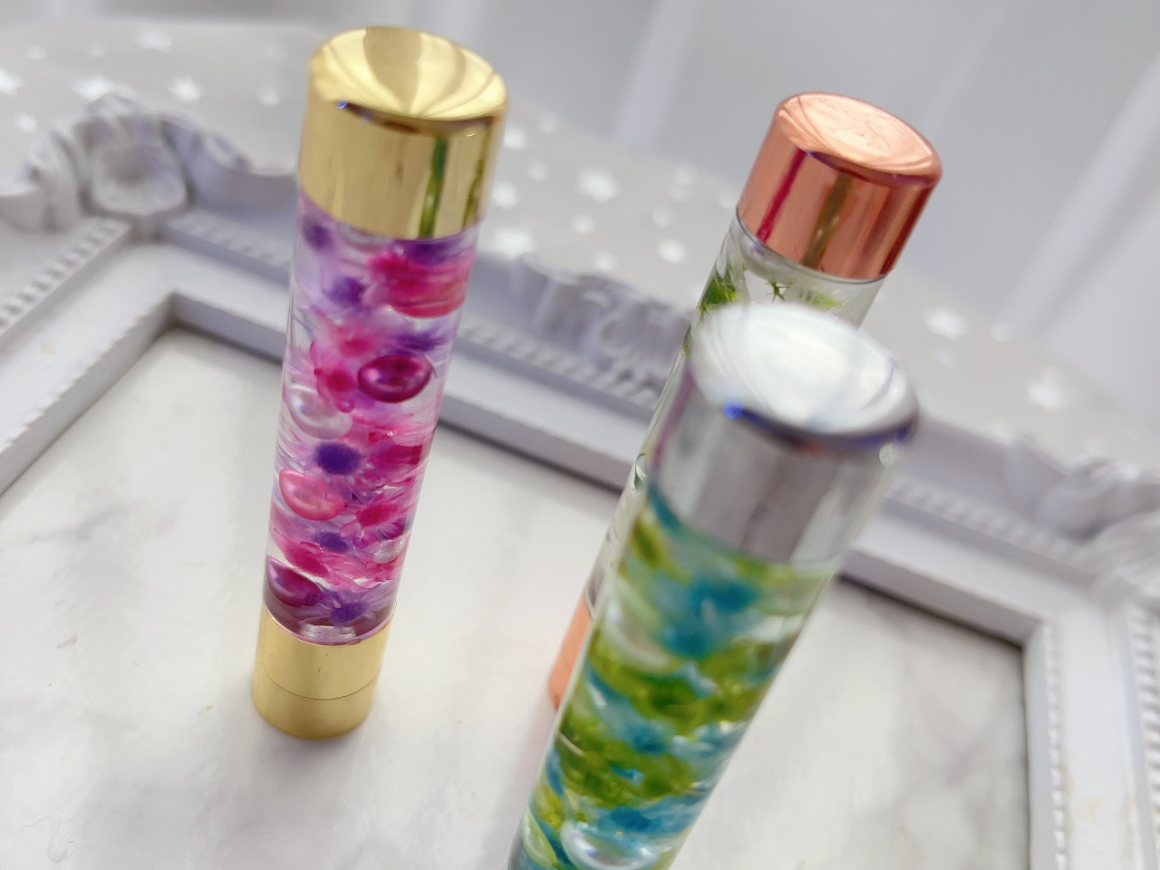 ロールオン部分は天然石☆こちらはアベンチュリンとクオーツ☆