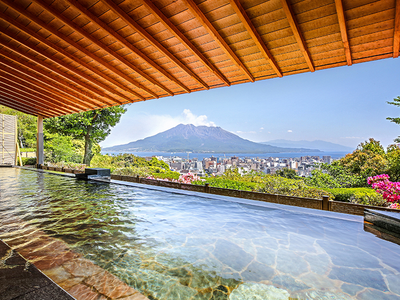 桜島一望、露天風呂!