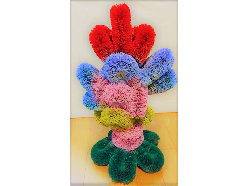 亀の子だわしのグリーンMサイズ:各2点限定 【江戸風和柄をカラーリングするワークショップ】