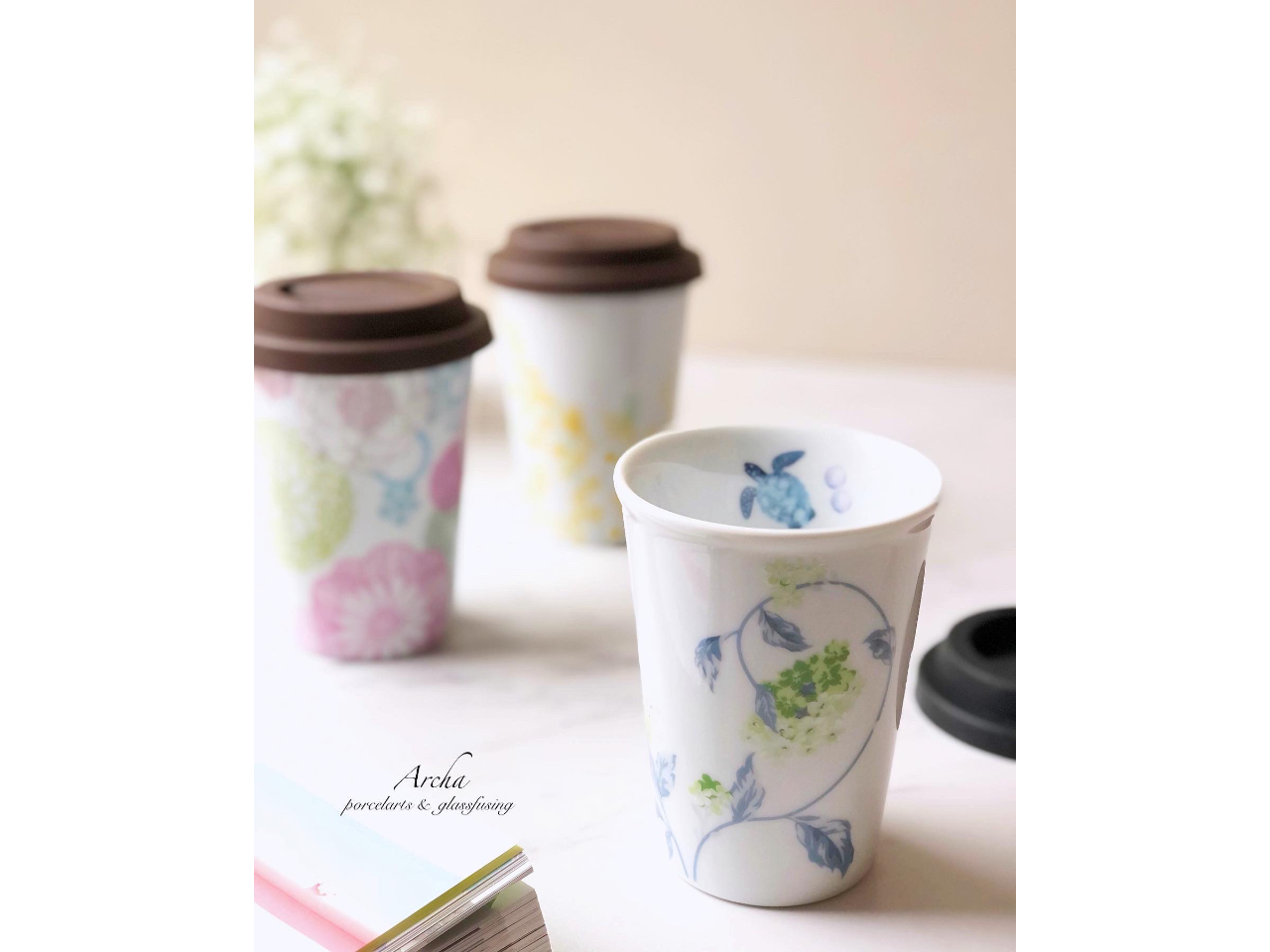 ポーセラーツ体験会タイル大20枚、小20枚、コースタ8枚、カップ5個、茶碗24個 Atelier-Petit Porcelarts Yoshie Uchikura (@petit_porcelarts