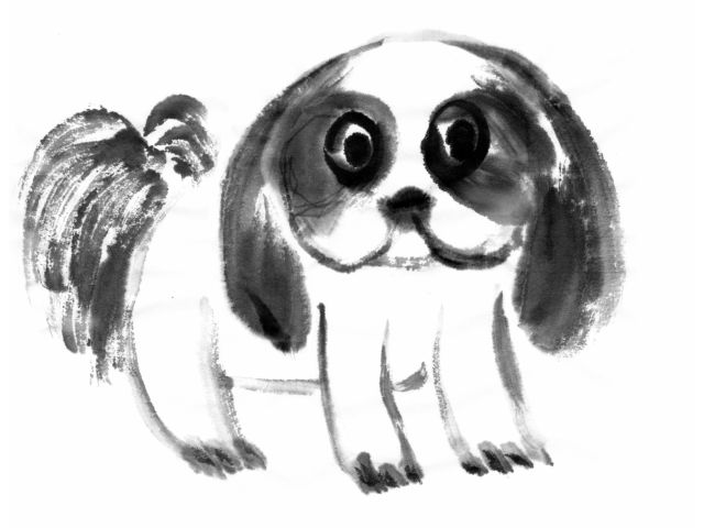 自宅の犬も描いてみよ