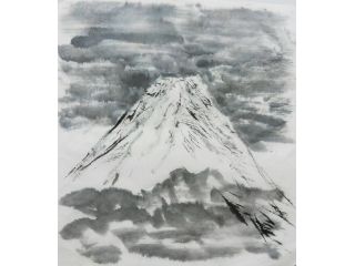 水墨で描く富士山です。家に飾ったら運がよくなります。