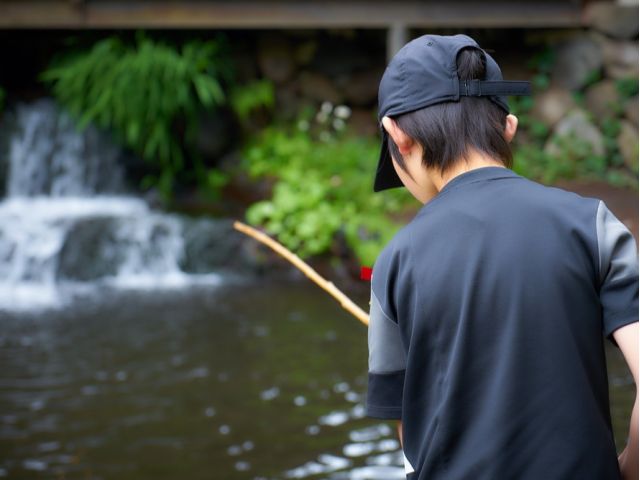 貸し竿が用意されています。手ぶらでお越しください。
