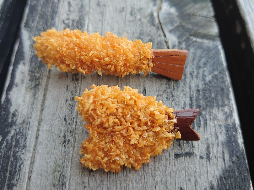 【竹クラフト体験】エビフライorアジフライの竹製ブローチ作り♪<当日お持ち帰り>