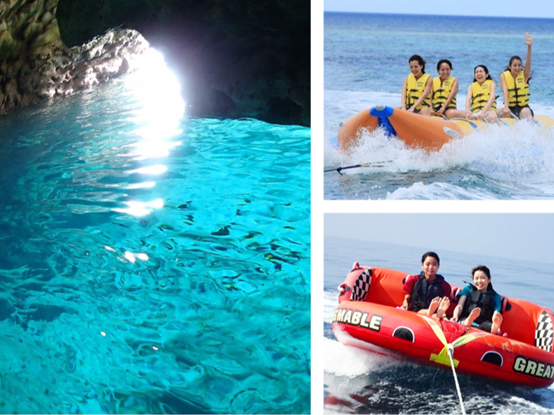 大人気アクティビティの最強セット!「青の洞窟」シュノーケル&マリン遊具2種類