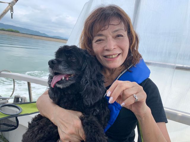 ワンちゃんといっしょ。気持ちいいです!