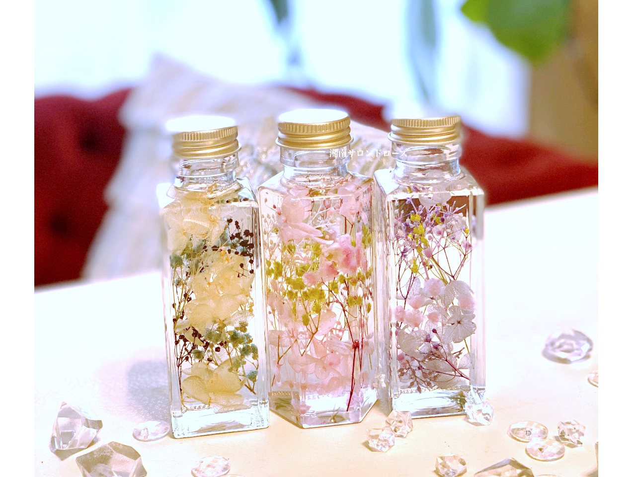 ハーバリウム体験のお客様の作品です。