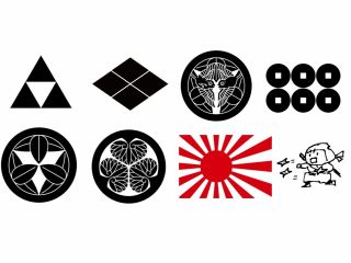 今回作成する兵粮丸の元になった各軍の家紋や旗印(一例)