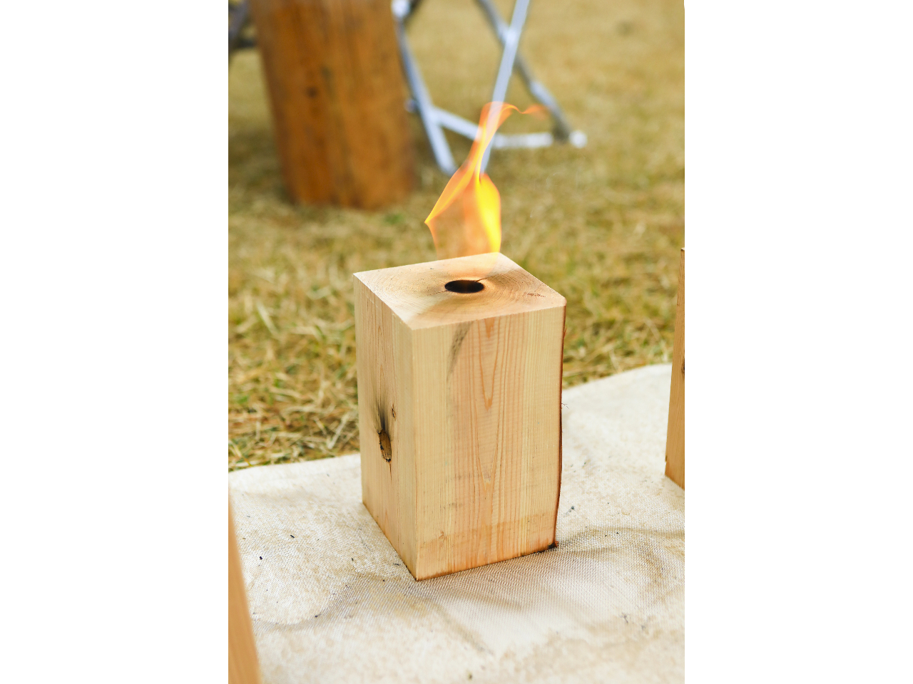 燃焼の様子。火つけ体験もできるので、大人も子どももわくわくです!