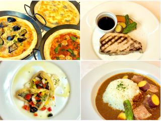 オーシャンビューのレストランで味わう、地元食材のこだわり料理。