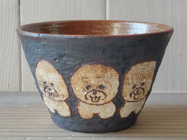 粉引ボウル・ビションフリーゼ。