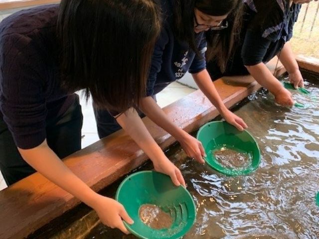 西三川ゴールドパークで砂金取り中
