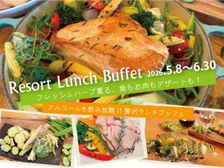 フレッシュハーブ薫る、魚もお肉もデザートも!アルコール飲み放題付!贅沢ランチブッフェ