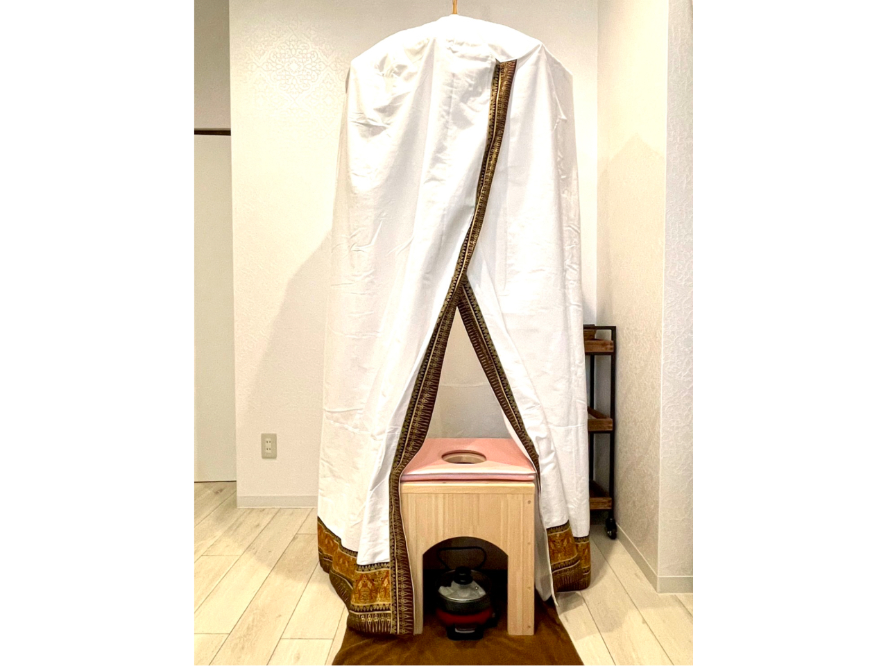 ハーブテントで蒸気を逃さず更に効果アップ!