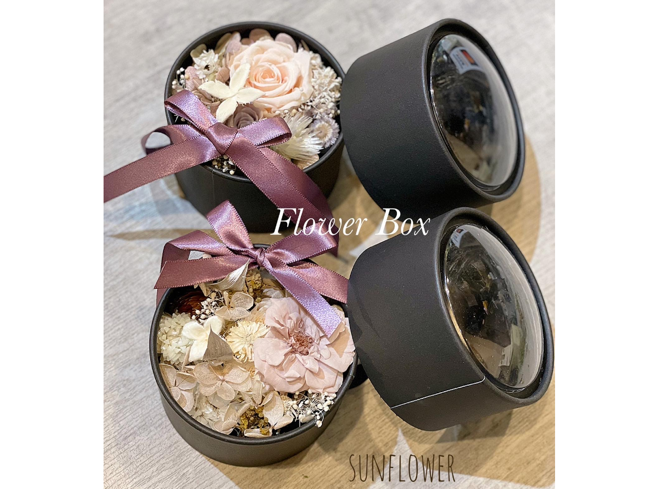 プリザーブドローズで作るBox flowerミニアレンジメント