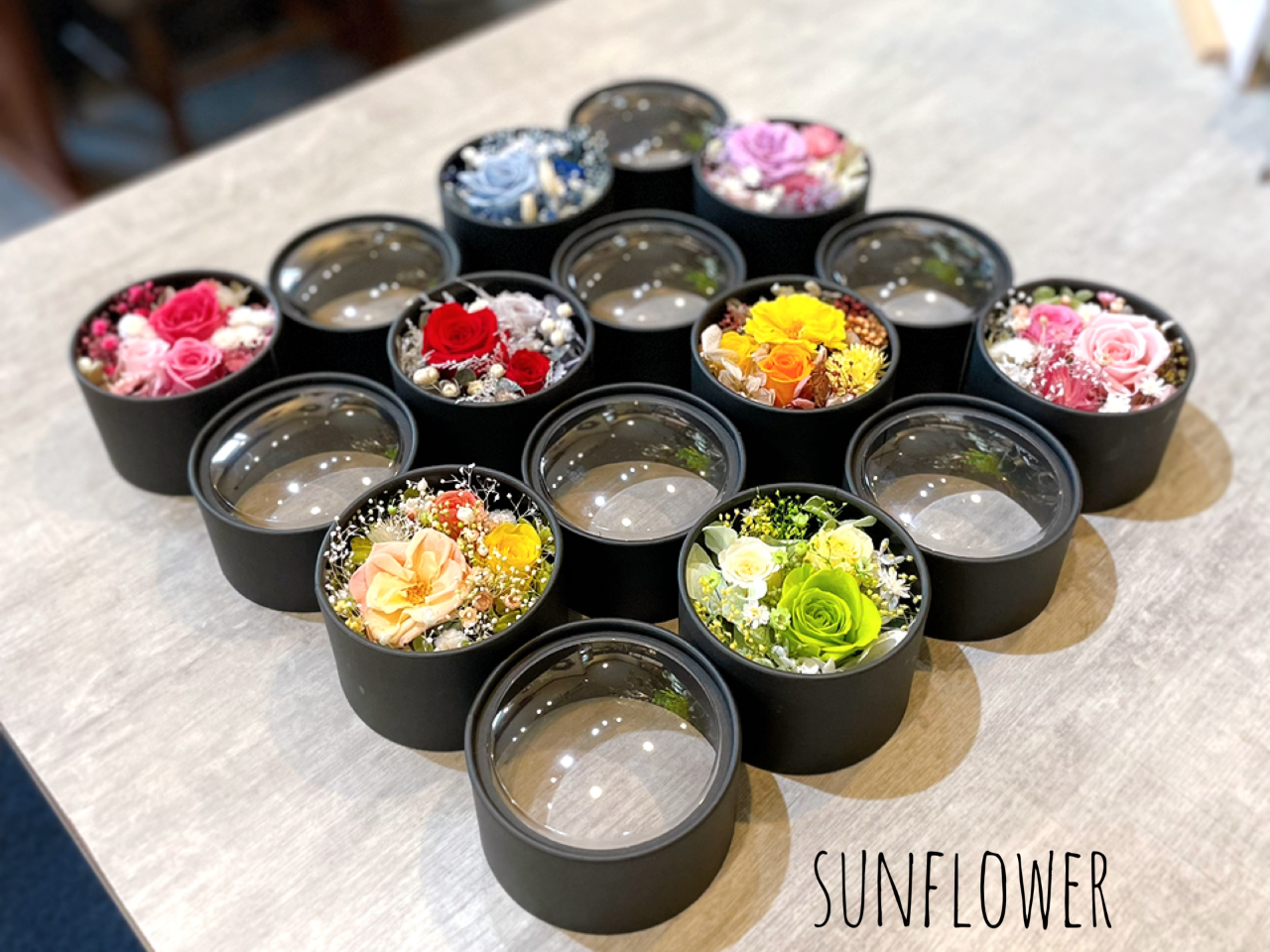 プリザーブドローズで作るBox flowerミニアレンジメント