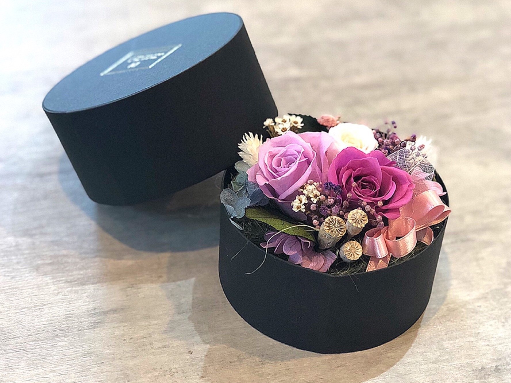 プリザーブドローズで作るBox flowerミニアレンジメント(参考)