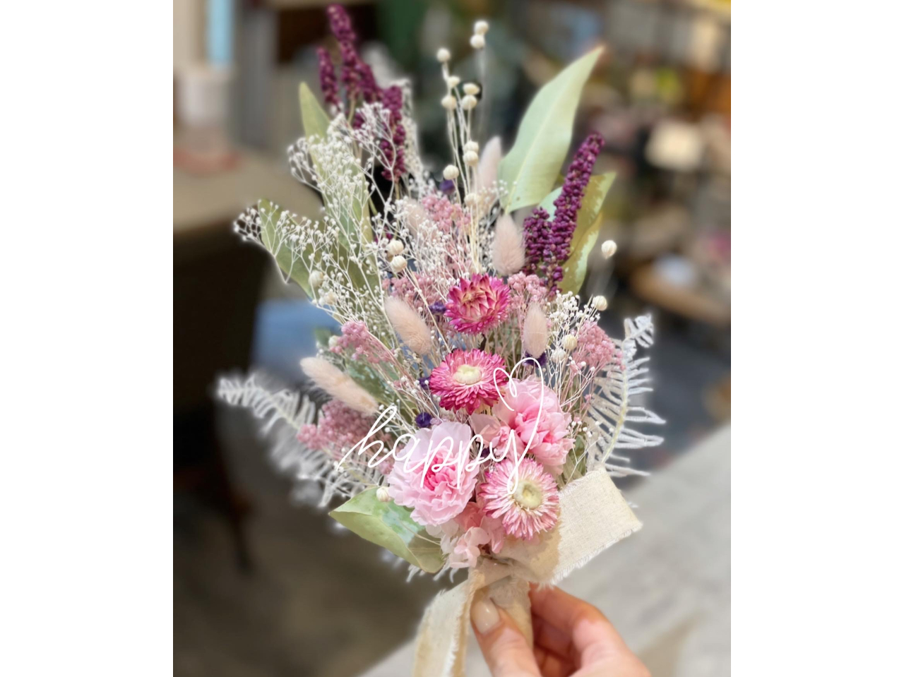 ドライフラワー&プリザーブドグリーンのカラフル☆スワッグ