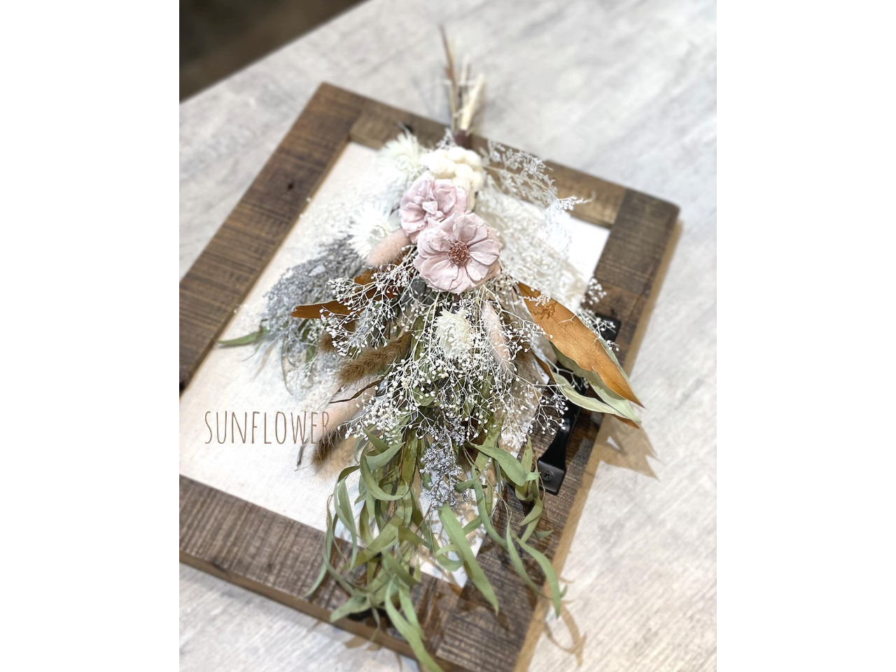 ドライフラワー&プリザーブドグリーンのカラフル☆スワッグ