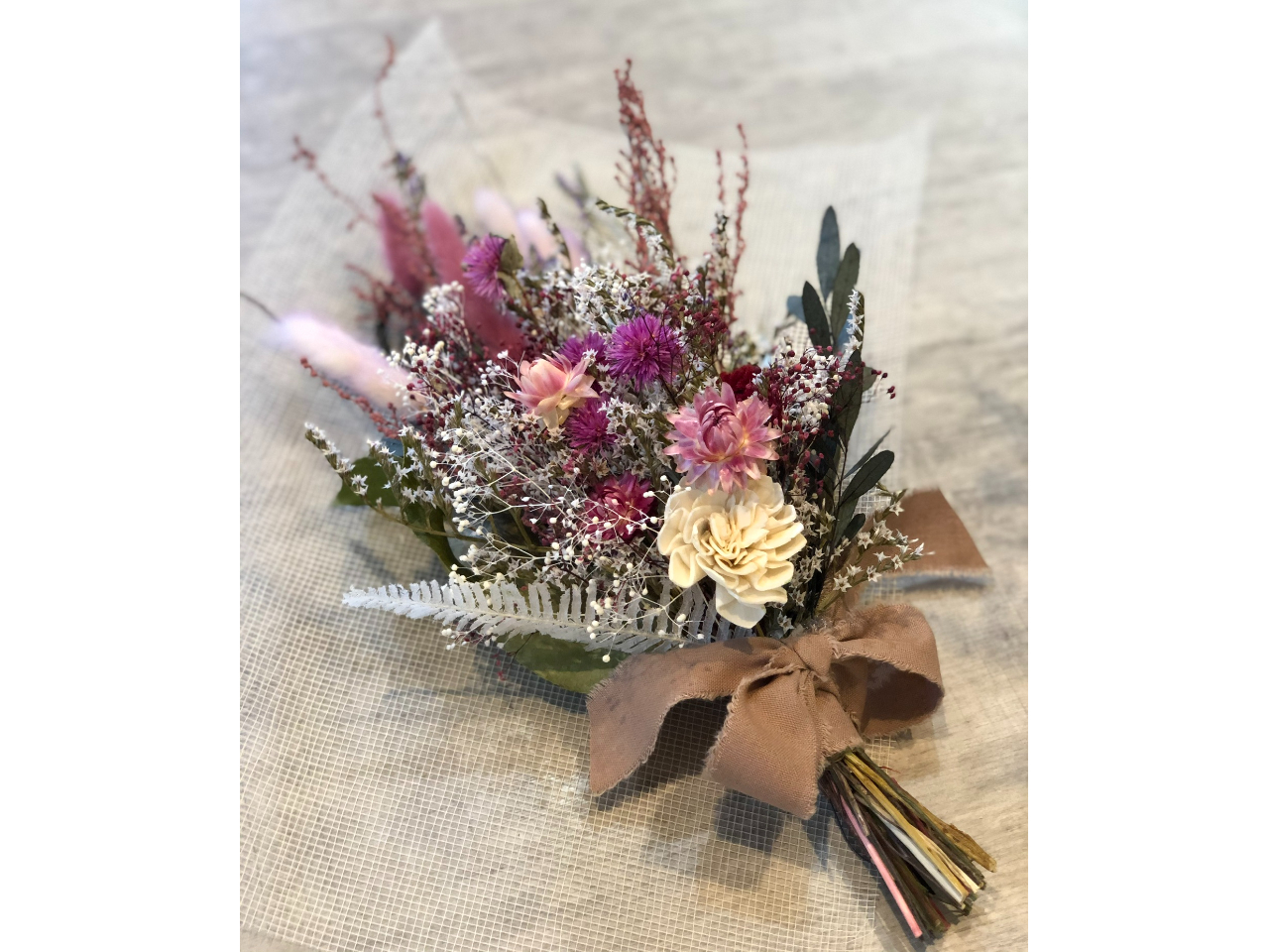 ドライフラワー&プリザーブドグリーンのカラフル☆スワッグ