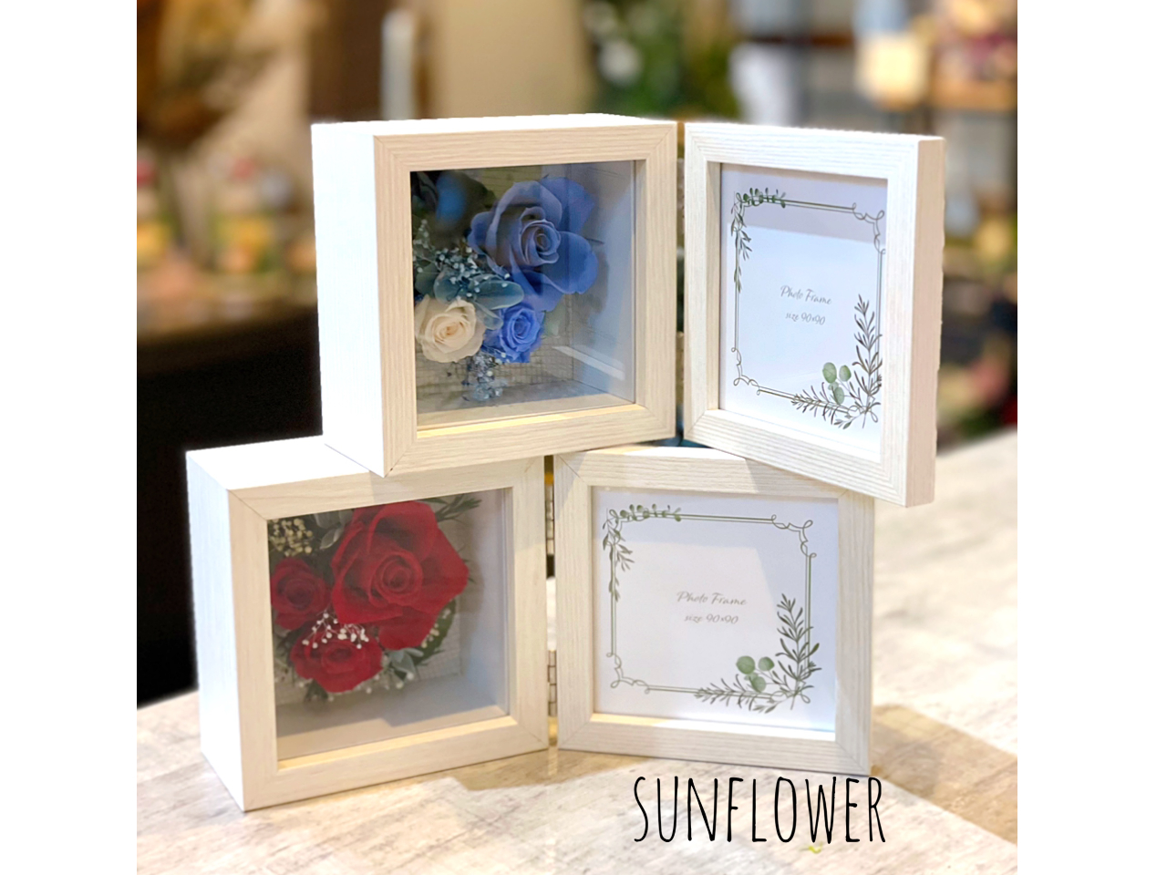 プリザーブドフラワーで作る置き型フォトフレーム