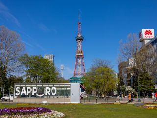 大通公園から見るテレビ塔 ここでの撮影に満足せず、ぜひ展望台まで足を運んでください!!
