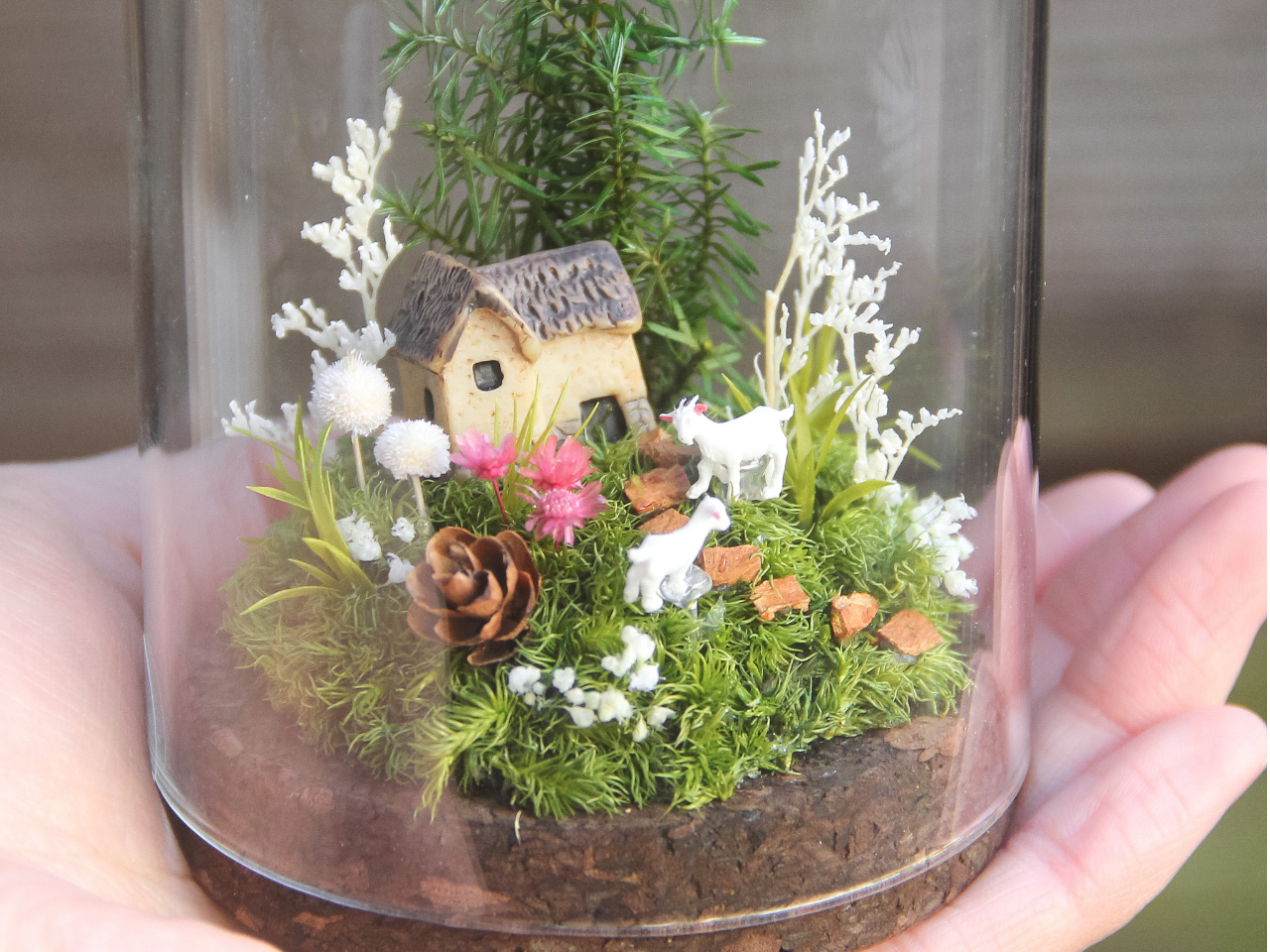 「プリザーブド苔で作る★苔テラリウム教室」自分だけのミニチュア風景を作る！★雨の...