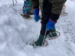 雪国文化の代表道具「カンジキ」の履いてでかけます!