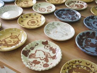 C 練り込みパスタ皿 大きさ訳22cm (透明・白・黄・青)4色の釉薬からお選びいただきます。所要時間 1.5時間程度 ☆