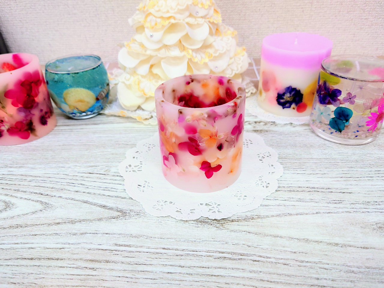 ☆LEDライトで安心安全! お花がふんわり透けるボタニカル