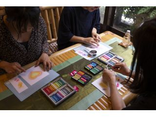 パステルのハートアート体験風景