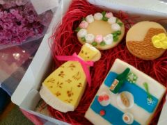 生徒様作品。ピクニックがモチーフのアイシングクッキーです。リクエストによるオーダーレッスンも可能です♪