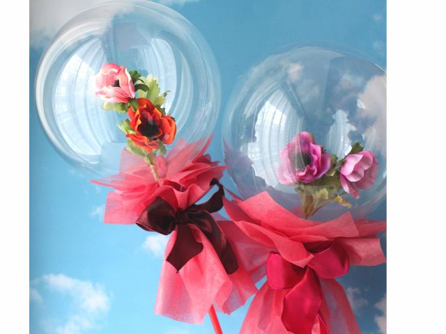 大人気のワンハンドバルーン!お花のお色も選べます!