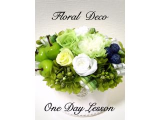 プリザーブドフラワー体験レッスン・爽やかグリーン♪