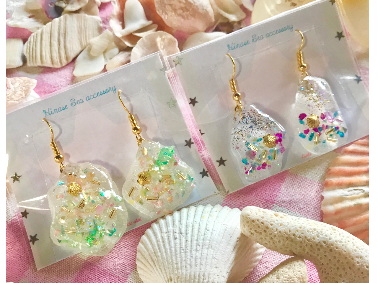 お客様の作品です♪ 初心者でも丁寧にお教えします。あなただけの宝石のようなアクセサリーを作ってみてください。