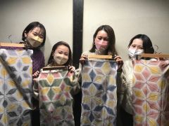 ベンガラ板締め絞り 伊勢木綿手ぬぐい