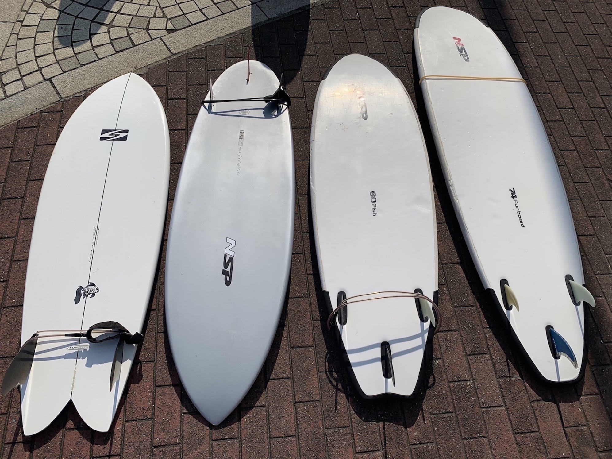 ショート/フィッシュ各種 : 5’8〜6’0 ファンボード : 7’4