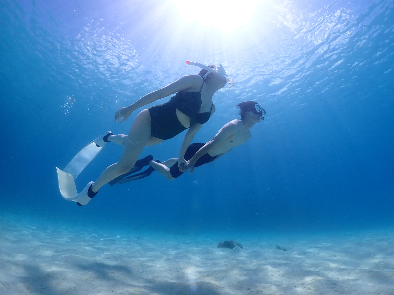 陸でも水中でも、2人の息はピッタリ★