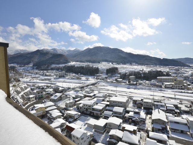 冬の屋上貸切風呂からの眺め