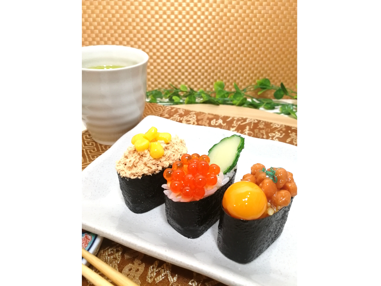 【青森・食品サンプル作り体験ファミリー・女性応援】軍艦巻きマグネット3貫セット!