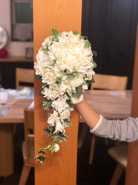 ダリアのウェディングブーケ(アーティフィシャルフラワー)