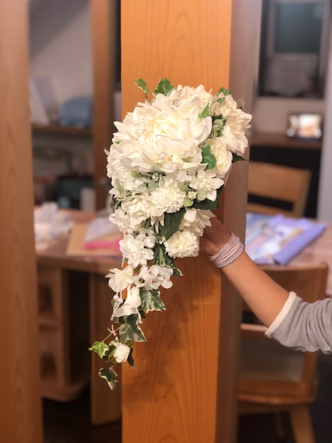 ダリアのウェディングブーケ(アーティフィシャルフラワー)