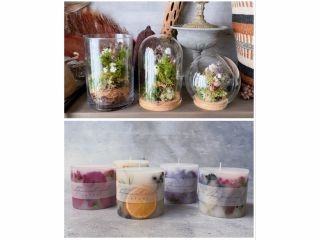 『苔と花のテラリウム』作り+『ボタニカルキャンドル』作りの体験