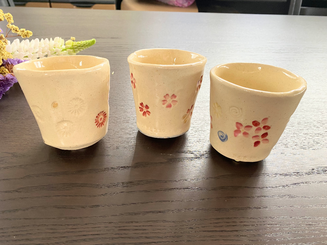 桜や菊のスタンプで、華やかに出来上がりました!