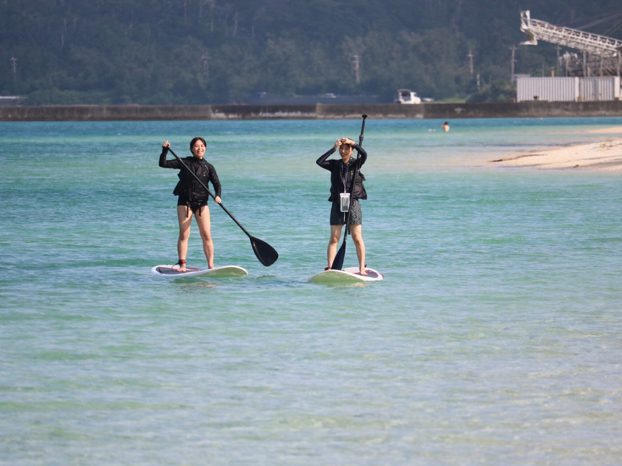 湾内だから波静かですぐにツアーが楽しめる。