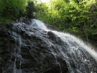 コースの目的地「サンゴの滝」は見るものを圧倒する美しい滝です。