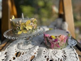 ドライフラワー専門店ならではのお花いっぱいのボタニカルキャンドル(小2つ)
