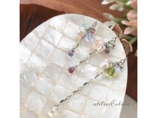 淡水パールとガラスビーズのイヤーアクセサリー